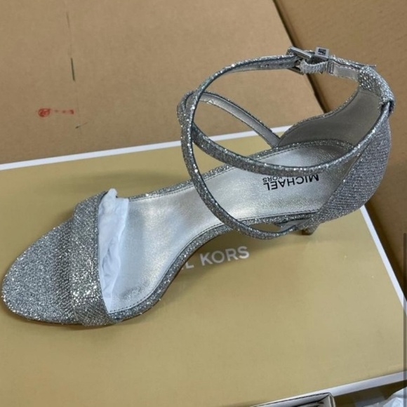 Michael Kors Ava Mid Sandal in Silver Glitter Mesh- Size 9 and 9.5 $125 - Picture 4 of 4
